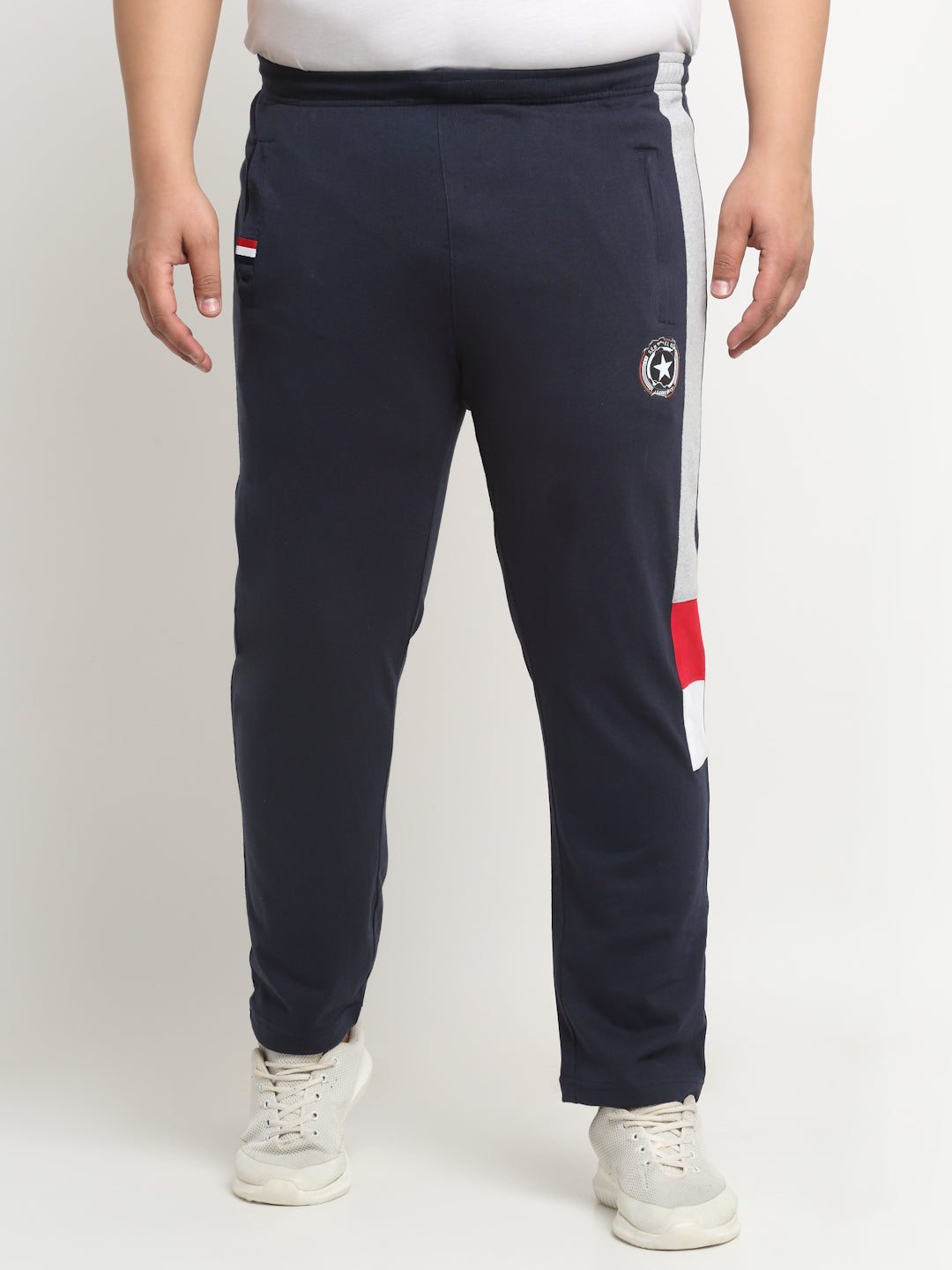 plusS Men Plus Size Side Panel Detail Straight Fit Cotton Track Pants