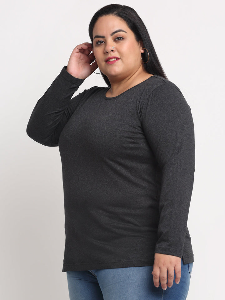 Women Plus Size Charcoal T-shirt