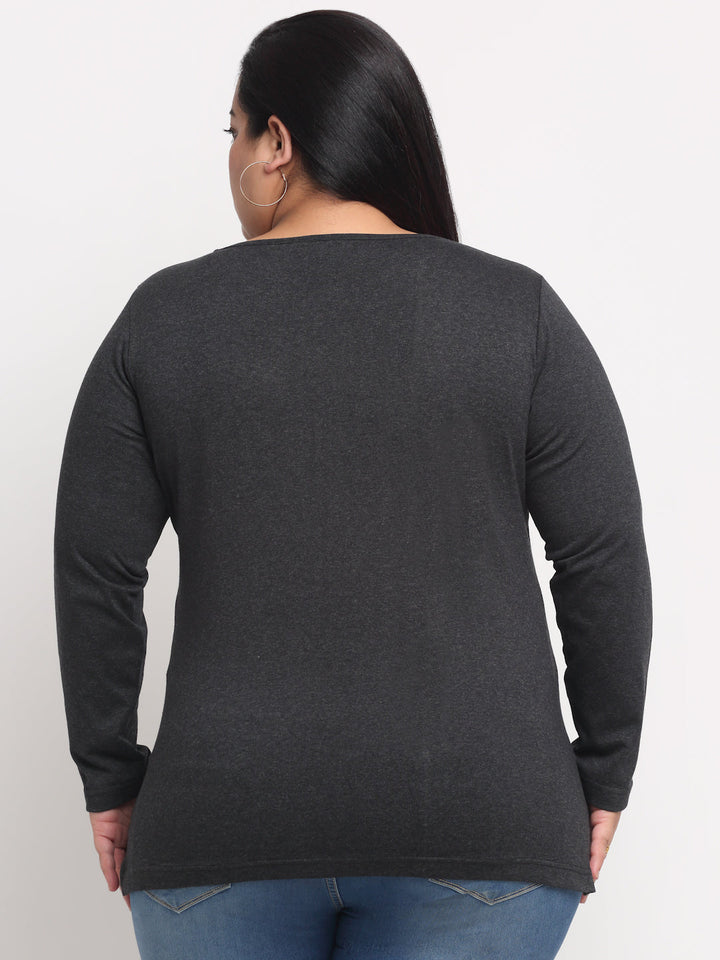 Women Plus Size Charcoal T-shirt