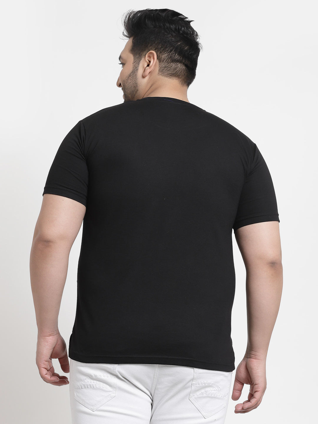 Men Plus Size Black Typography Printed T-shirt