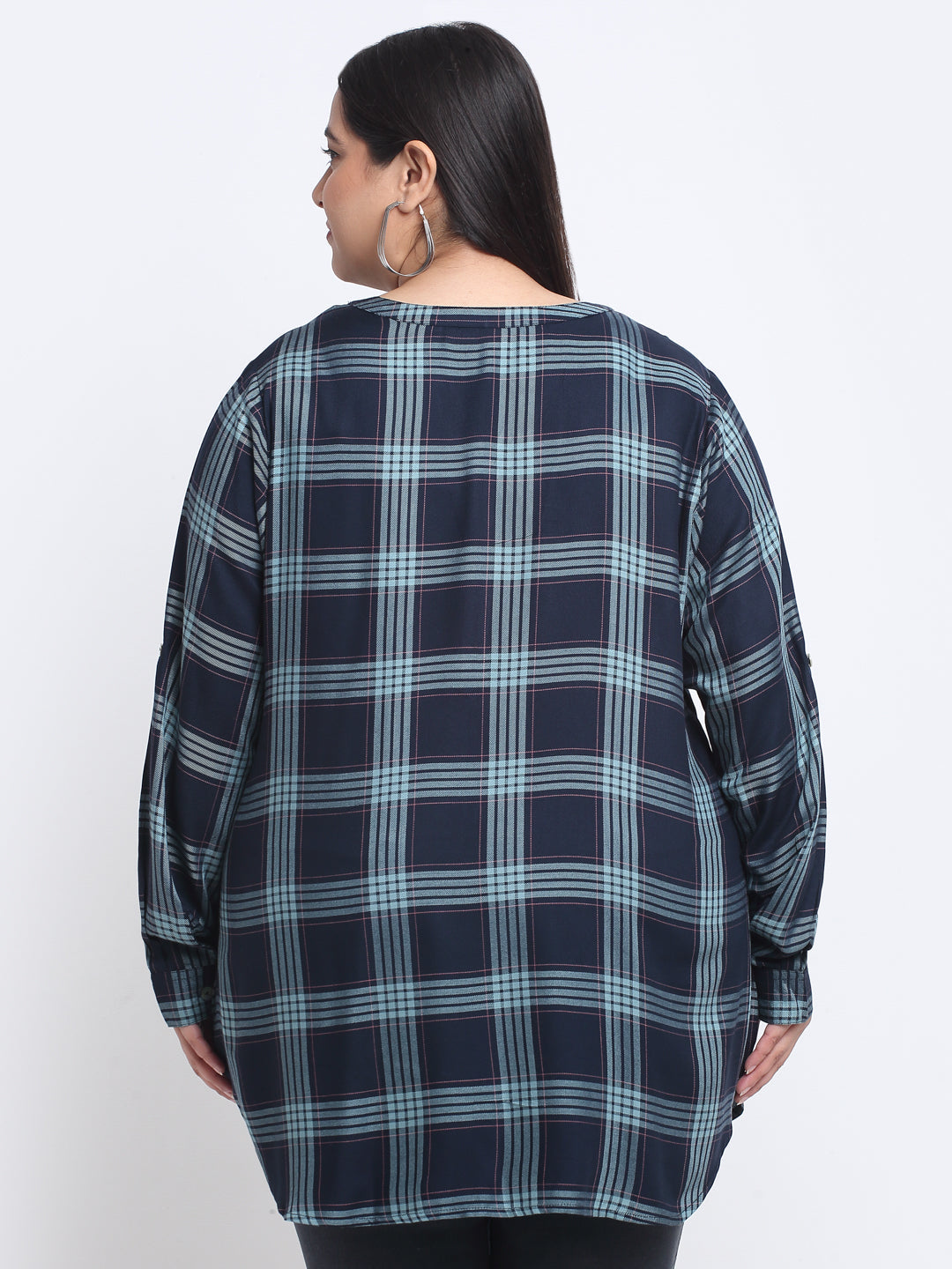 plusS Plus Size Checked Styled Back Top