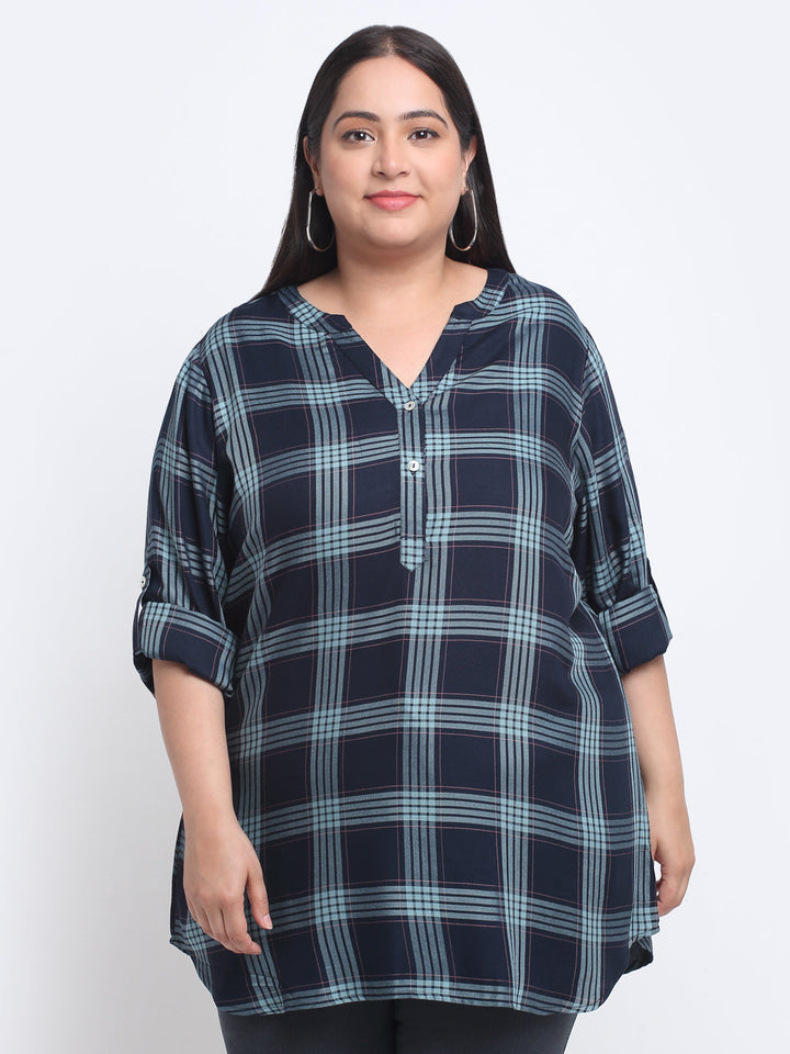 plusS Plus Size Checked Styled Back Top