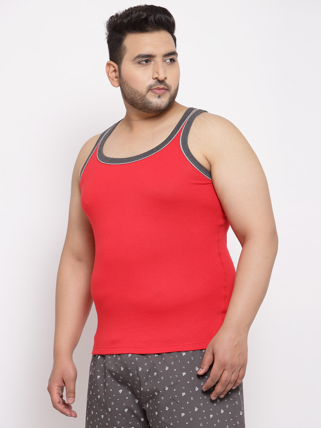 plusS Men Plus Size Red Solid Innerwear Vest