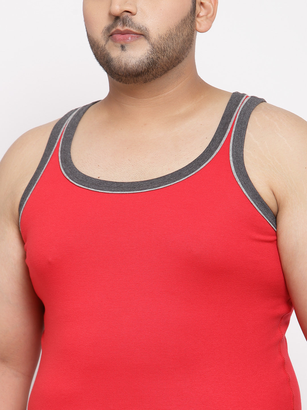 plusS Men Plus Size Red Solid Innerwear Vest