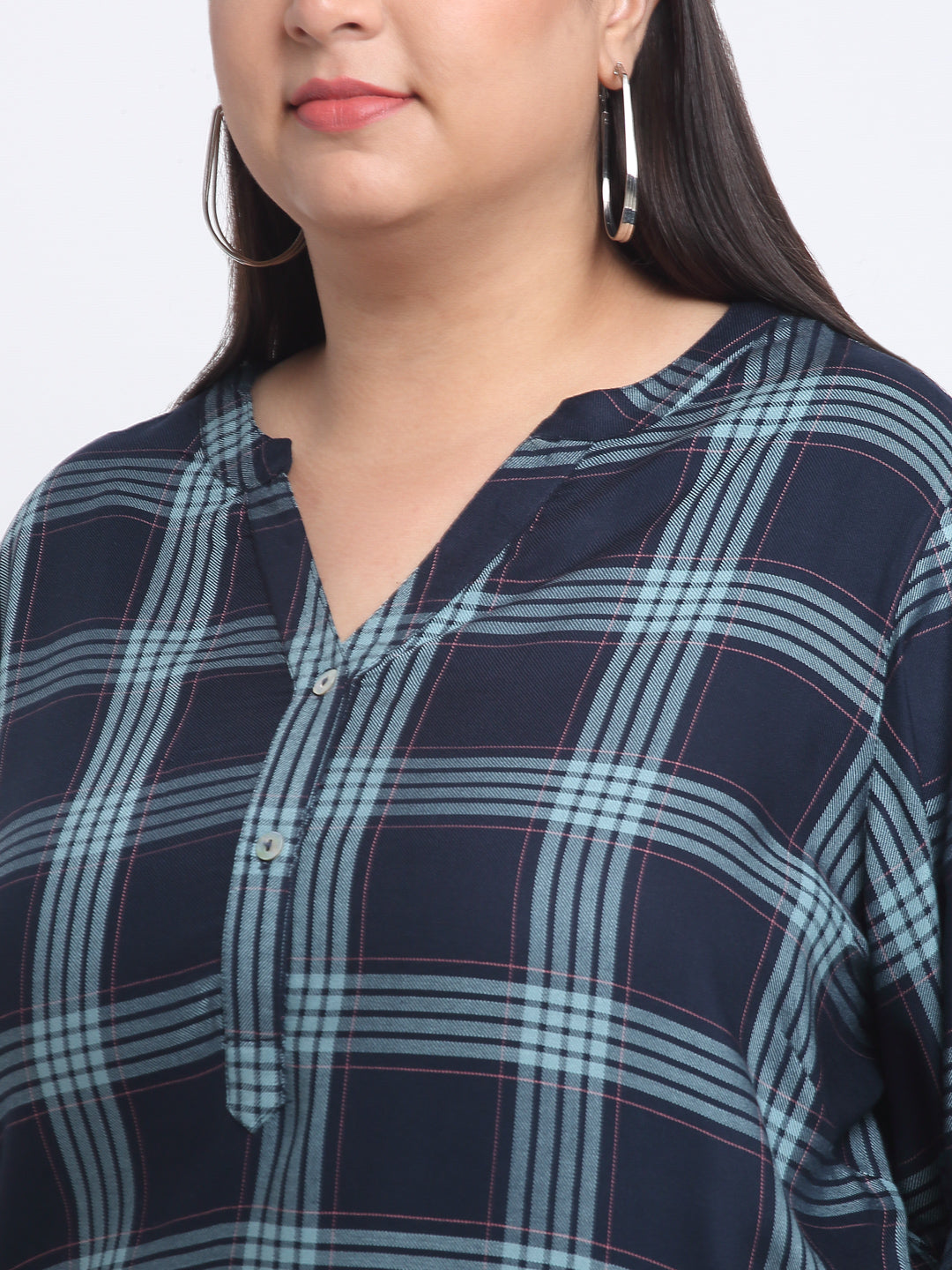 plusS Plus Size Checked Styled Back Top