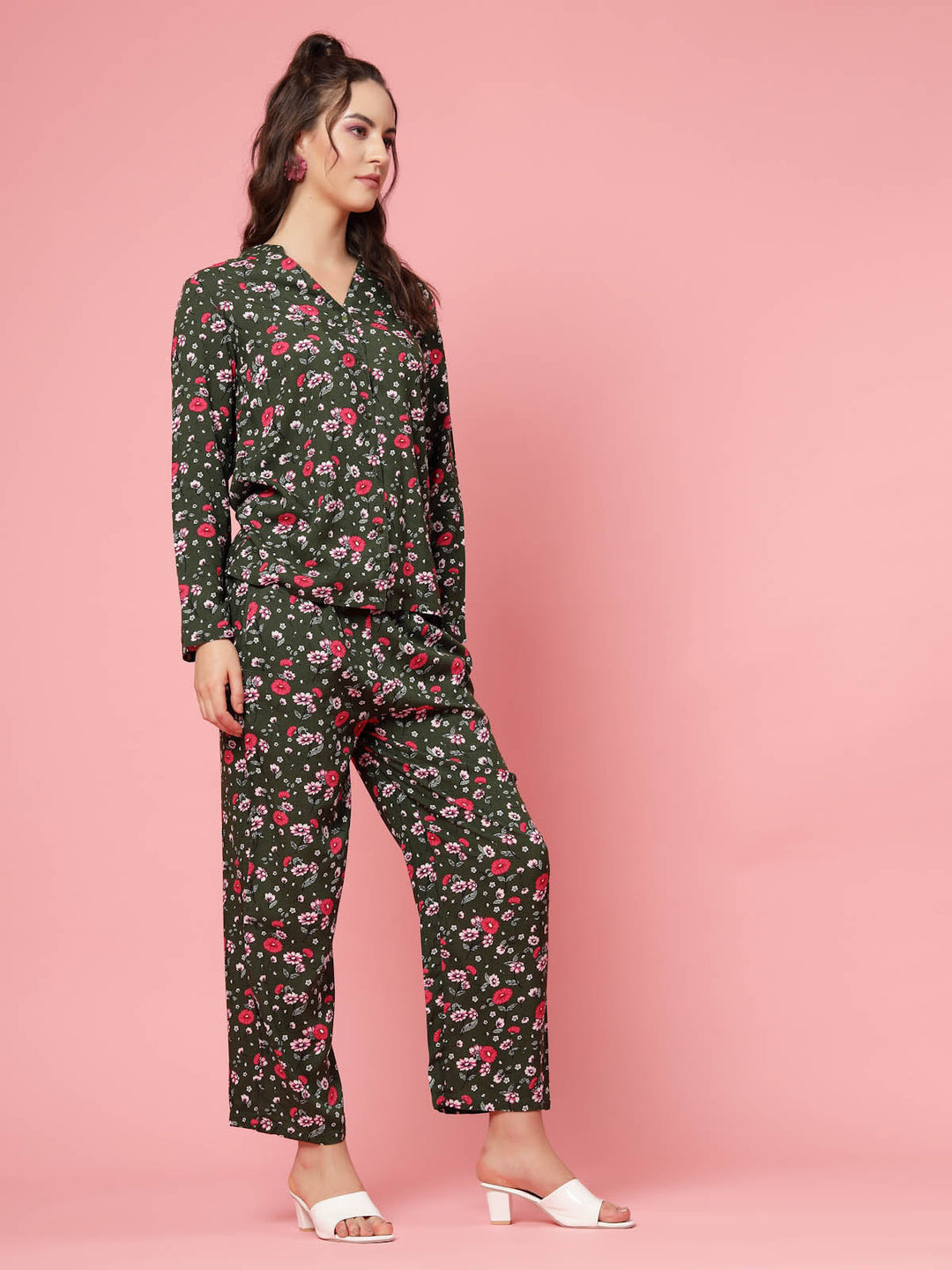 Floral Printed Mandarin Collar Shirt & Trouser