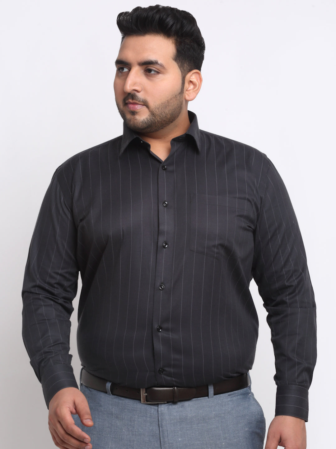 Plus Size Checked Cotton Formal Shirt