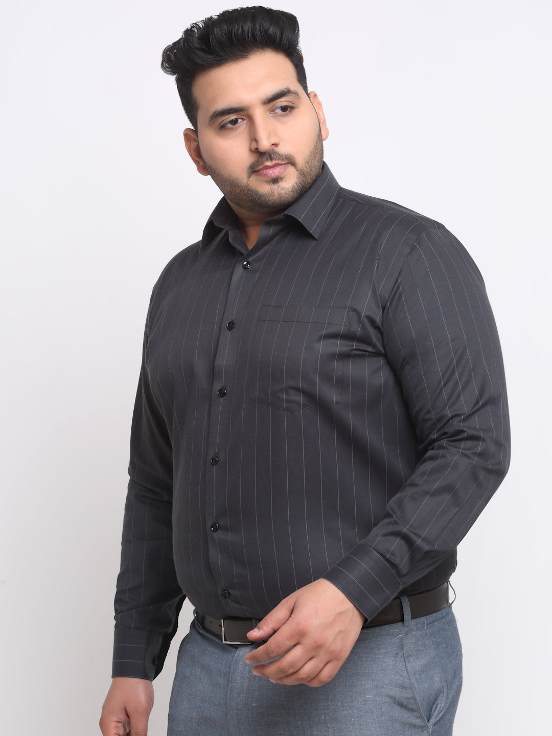 Plus Size Checked Cotton Formal Shirt