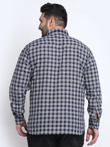 Men Plus Size Tartan Checks Cotton Casual Shirt