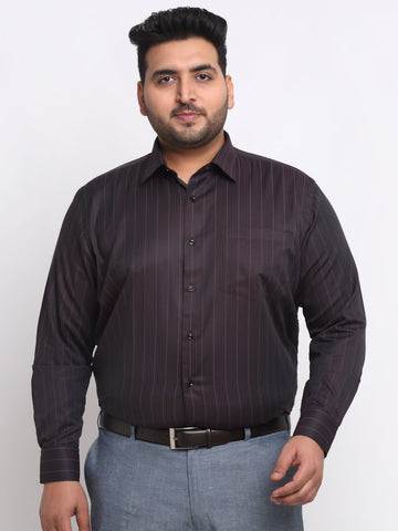 Plus Size  Burgundy Checked Cotton Formal Shirt