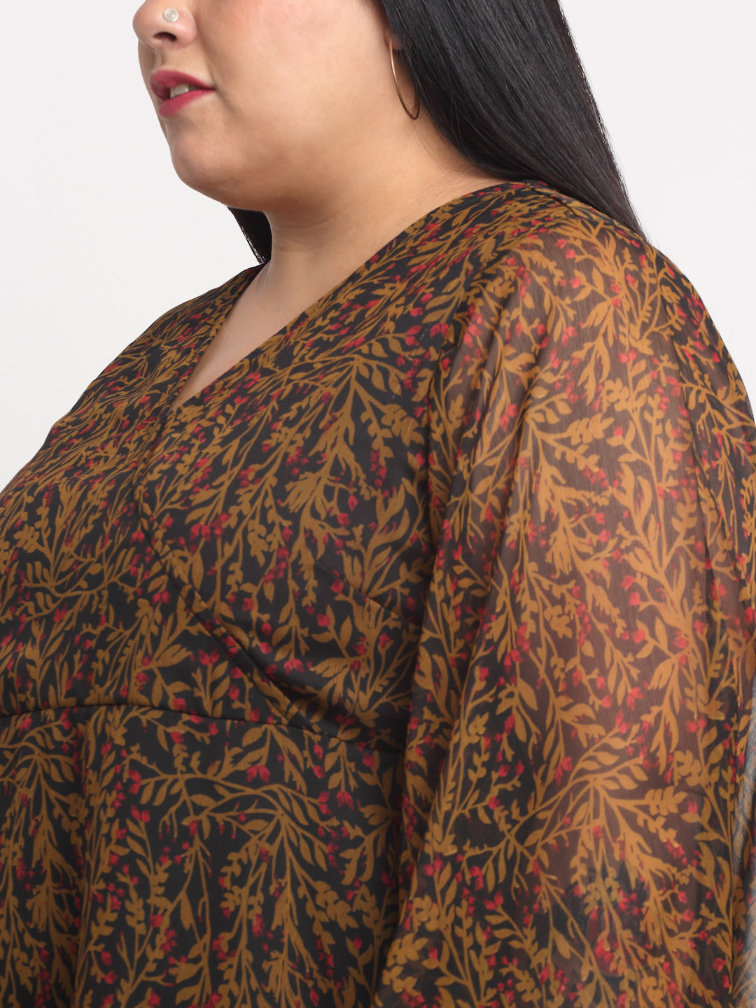 plusS Black and Brown Plus Size Animal Printed Wrap Top