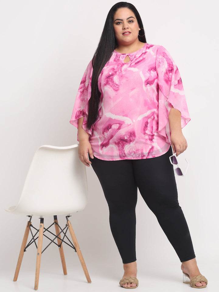 plusS Pink Plus Size Print Kaftan Top