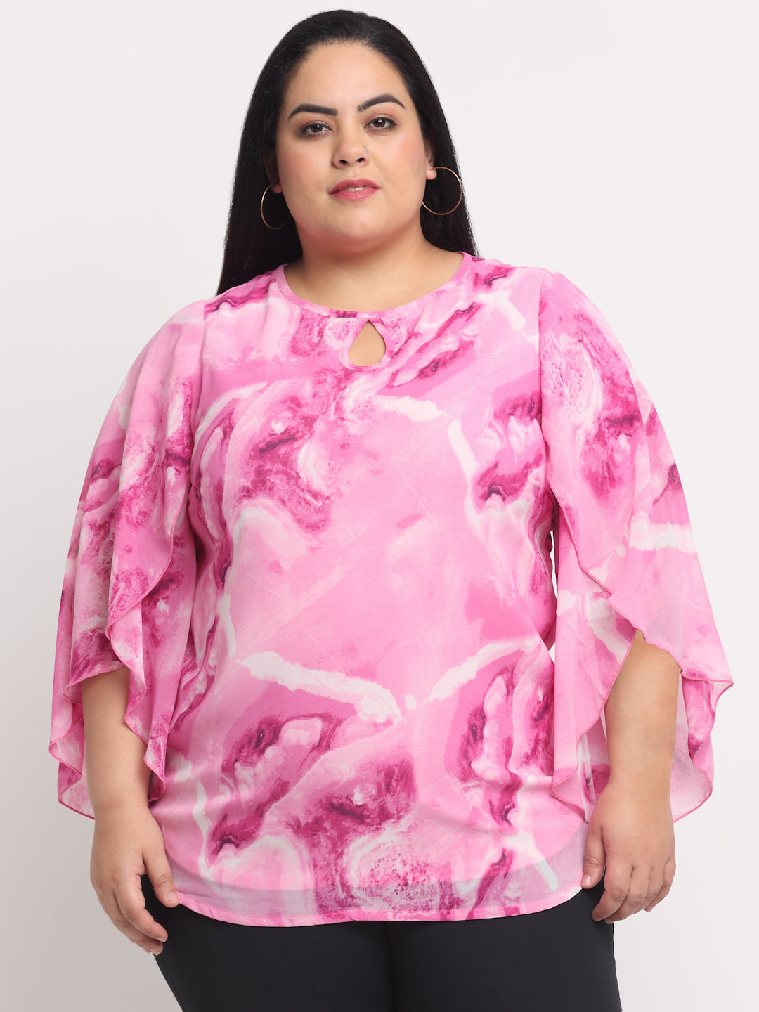 plusS Pink Plus Size Print Kaftan Top