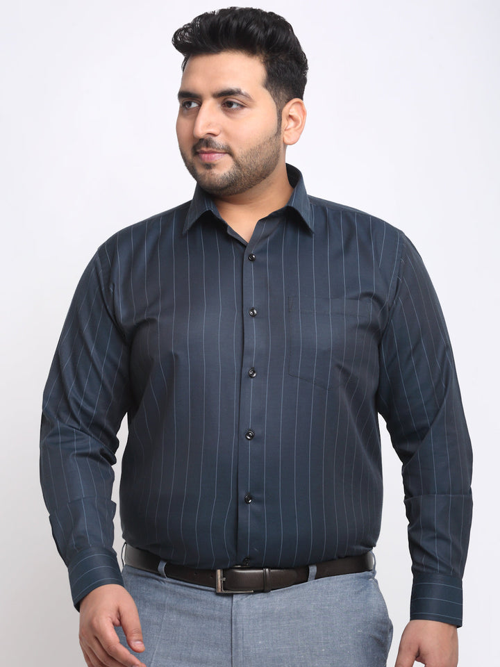 Black Vertical Striped Cotton Formal Shirt