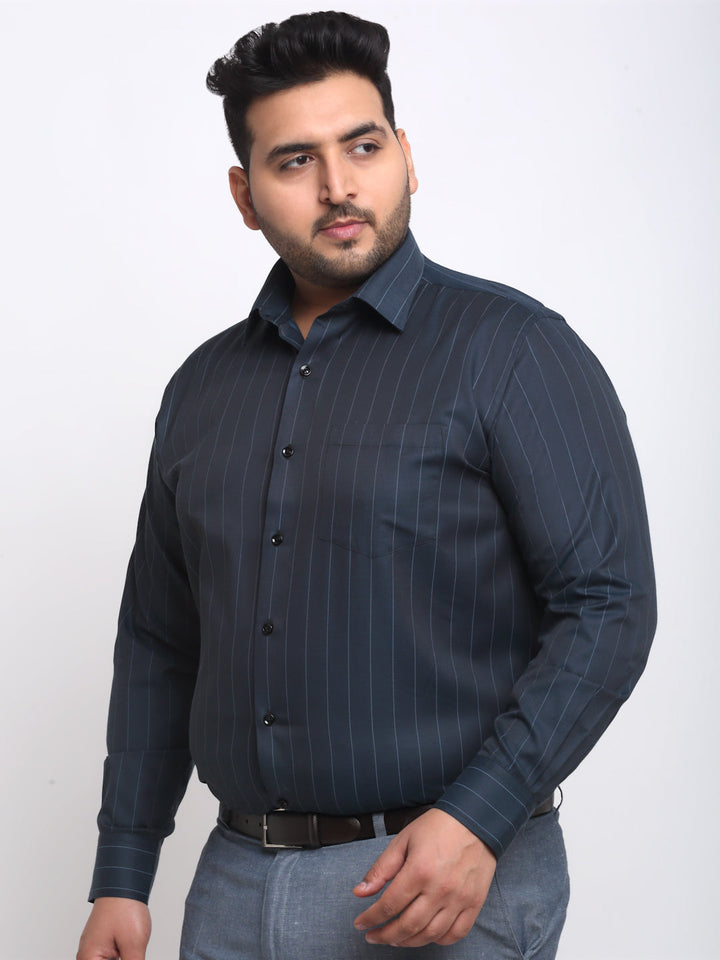 Black Vertical Striped Cotton Formal Shirt