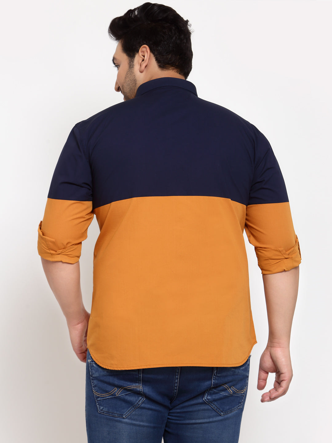 Men Mustard Colourblocked Casual Shirt