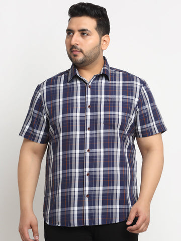 Plus Size Tartan Checks Cotton Casual Shirt