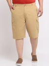 Plus Size Men  Khaki Mid Rise Cotton Shorts