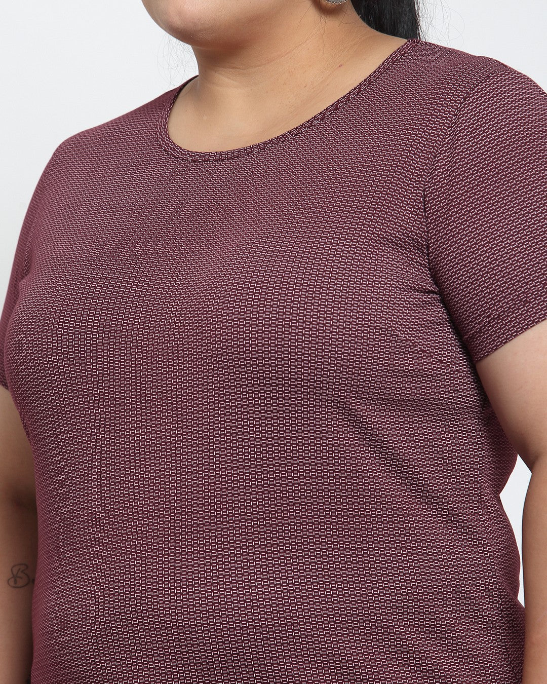 Women Burgundy Printed T-shirt (Plus Size)