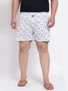 Plus Size Men White Printed Pure Cotton Boxers