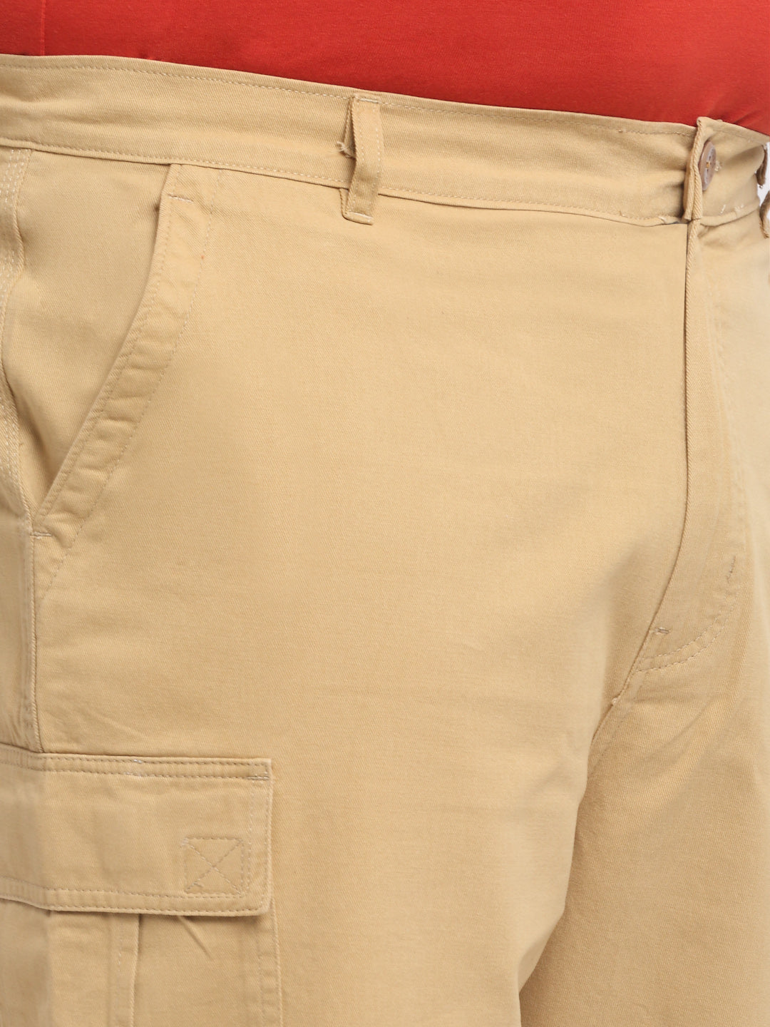 plusS Men Plus Size Khaki Mid Rise Cotton Shorts