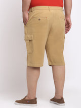 plusS Men Plus Size Khaki Mid Rise Cotton Shorts