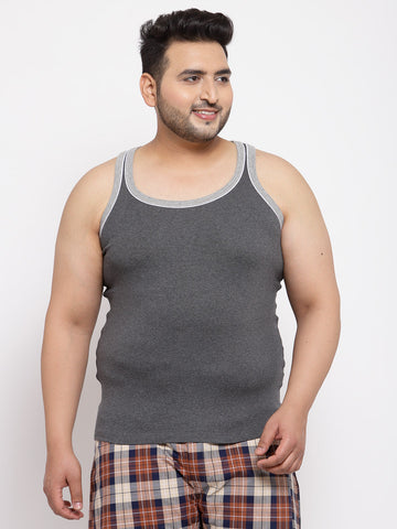 plusS Men Charcoal Innerwear Vests