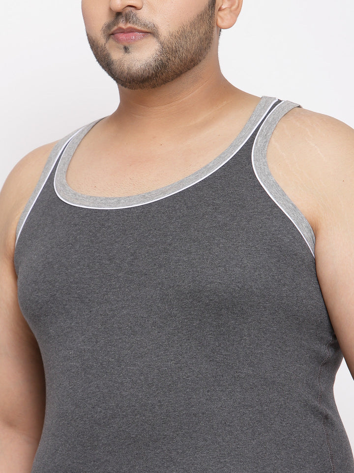 plusS Men Charcoal Innerwear Vests