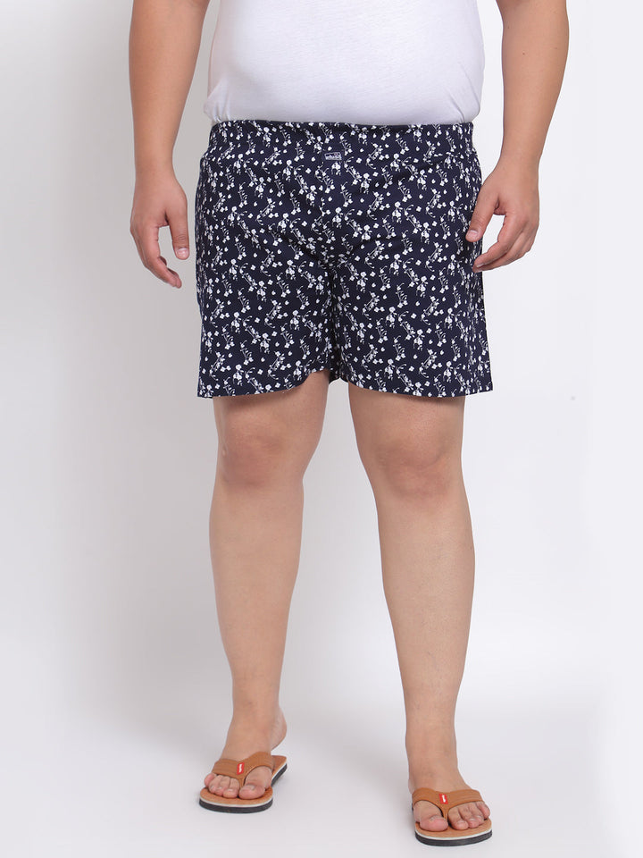 plusS Men Navy Blue Pure Cotton Printed Boxers MBX208E