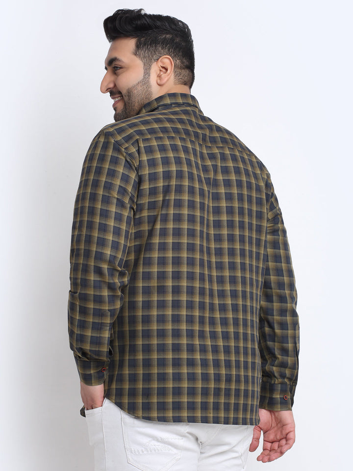 Plus Size Tartan Checks Cotton Casual Shirt