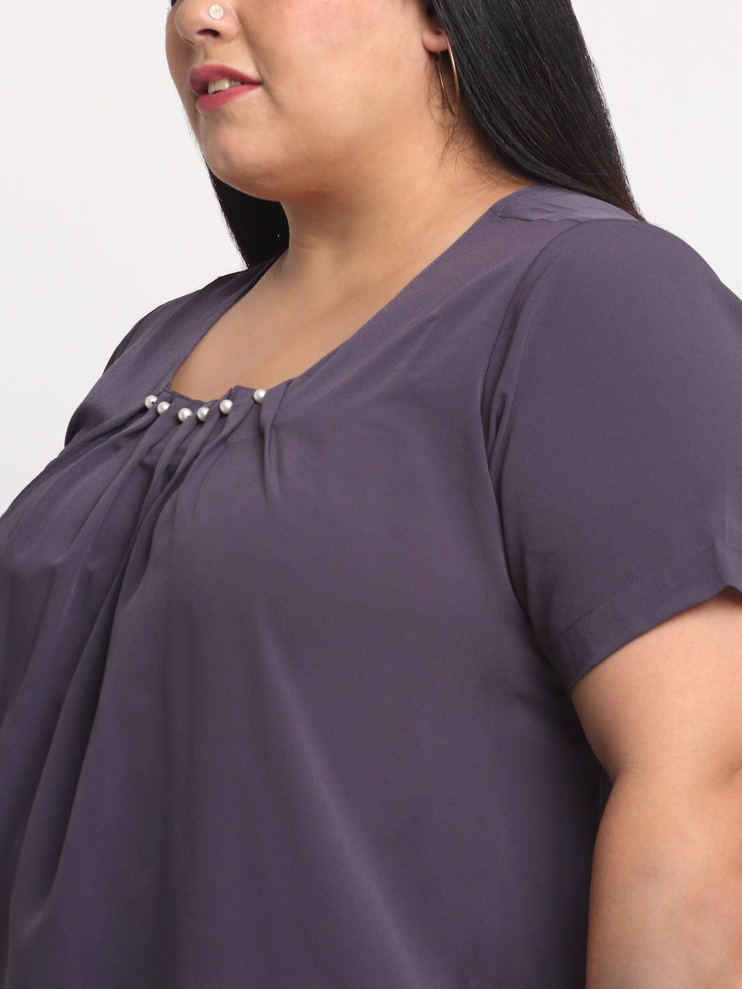 plusS Purple Plus Size Pleated Top