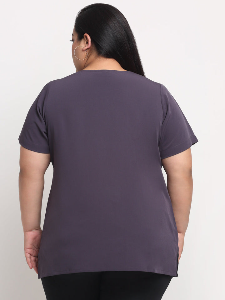 plusS Purple Plus Size Pleated Top