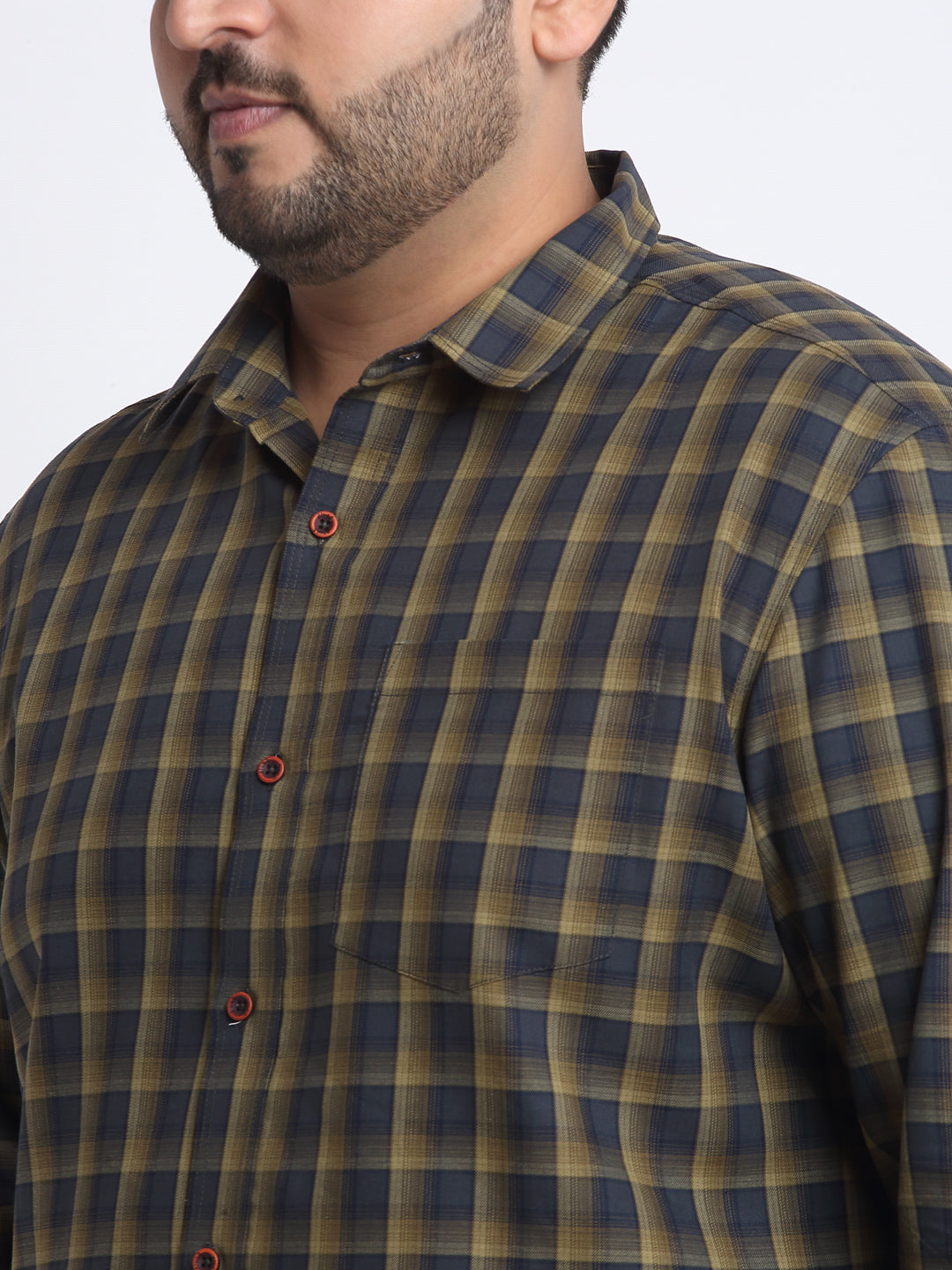 Plus Size Tartan Checks Cotton Casual Shirt