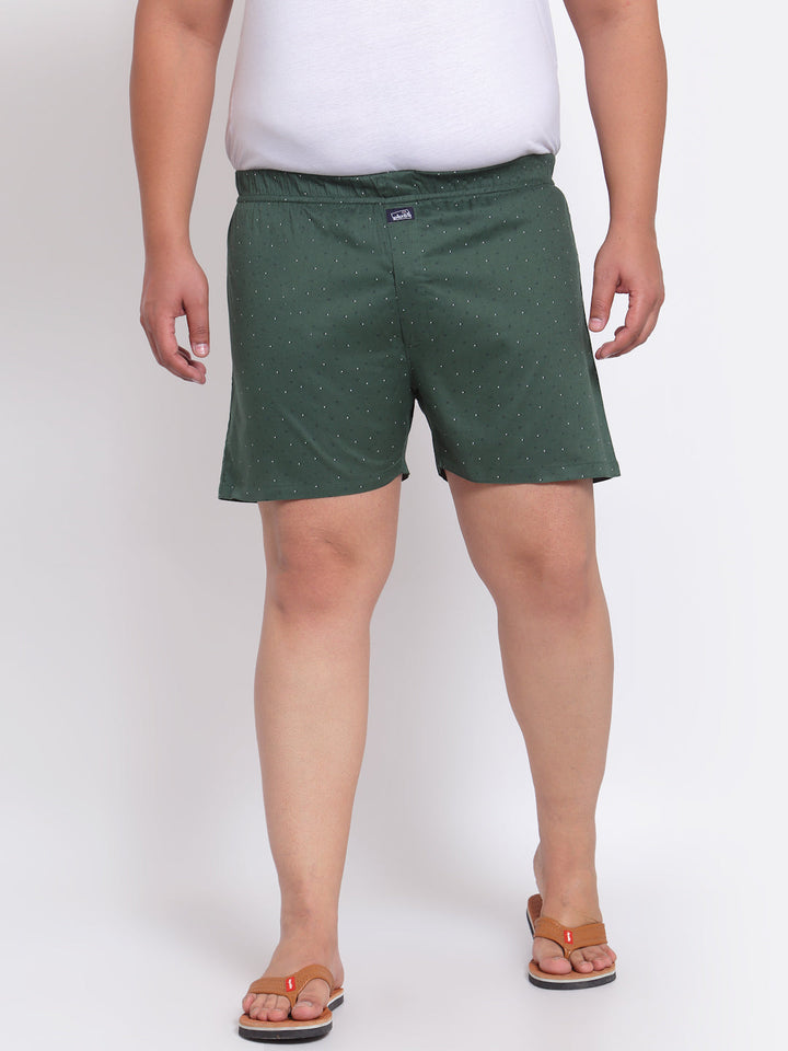 plusS Green Printed Pure Cotton Boxers