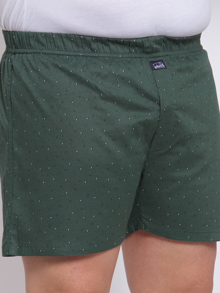 plusS Green Printed Pure Cotton Boxers