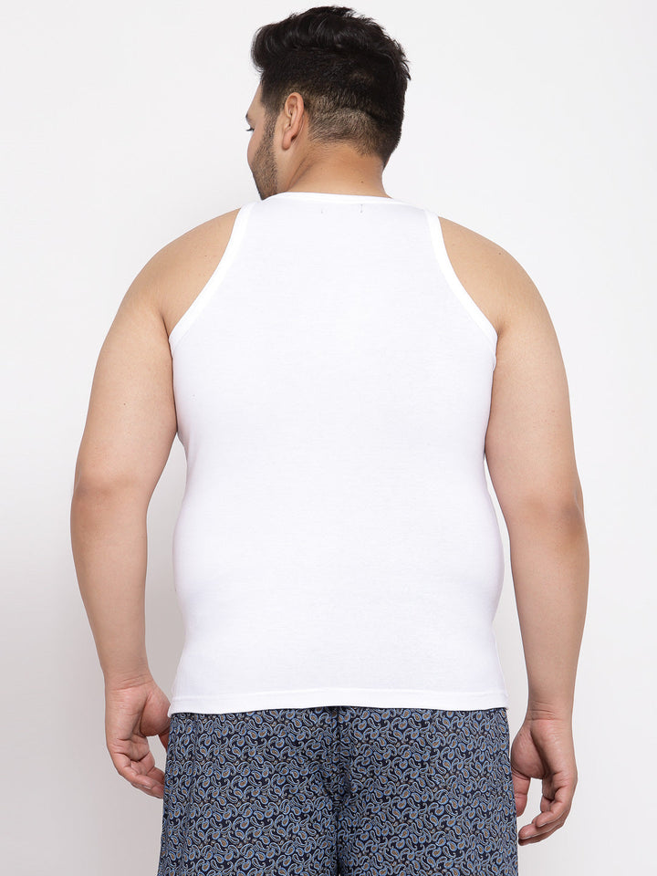 plusS Men Plus Size White Solid Innerwear Vests