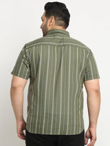 Plus Size Striped Cotton Casual Shirt