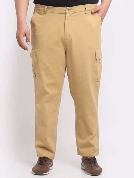 plusS Plus Size Men Khaki Cargo Trousers