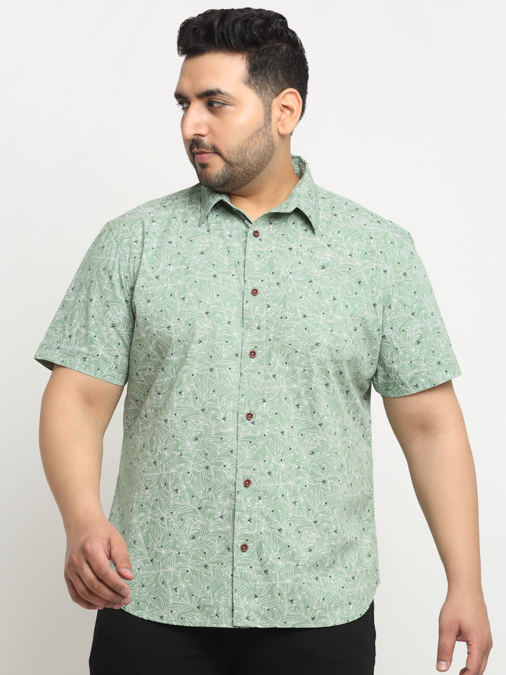 Men Floral Printed Casual Cotton Shirt