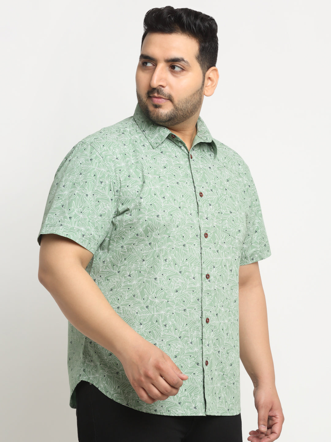 Men Floral Printed Casual Cotton Shirt