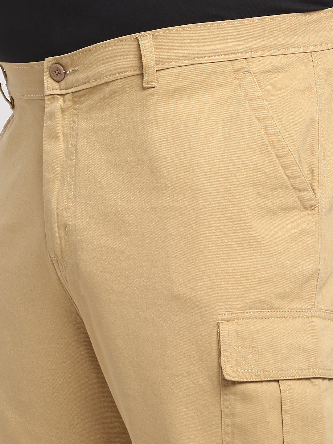 plusS Plus Size Men Khaki Cargo Trousers