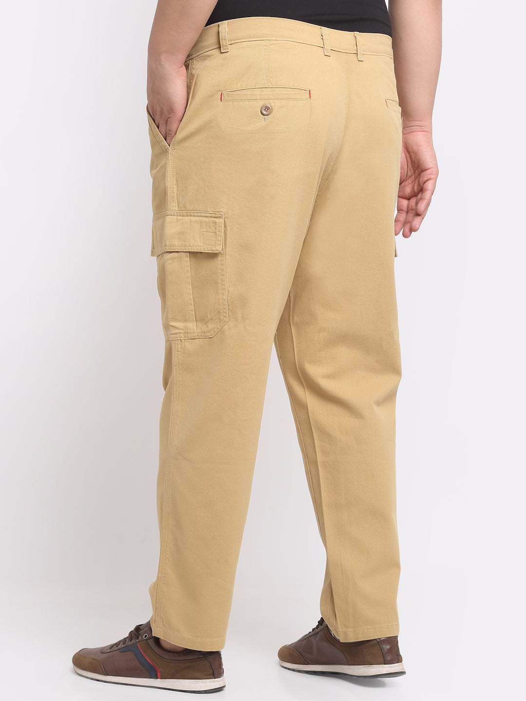 plusS Plus Size Men Khaki Cargo Trousers