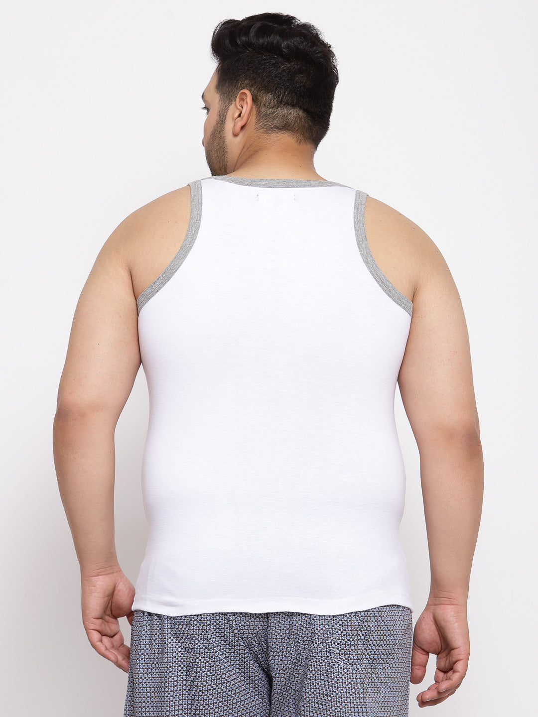 plusS Men Plus Size White  Grey Solid Innerwear Vest