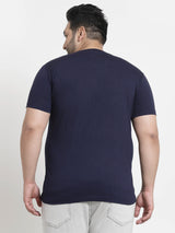 Men Navy Blue Printed Pure Cotton T-shirt