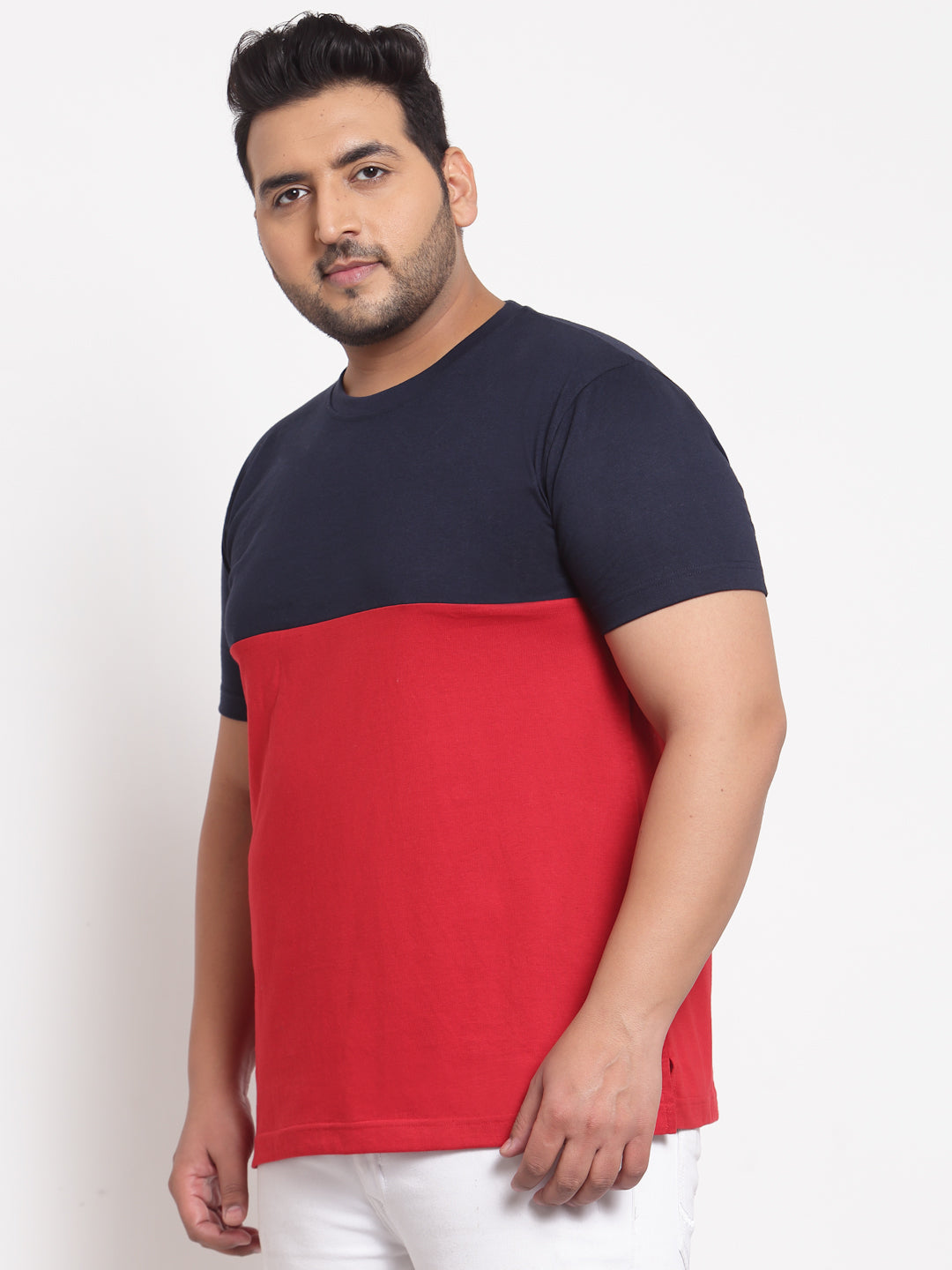 Men Red Polo Collar Pockets T-shirt