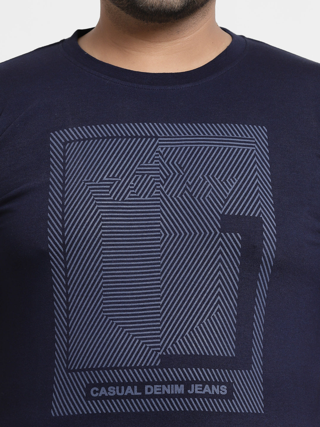 Men Navy Blue Printed Pure Cotton T-shirt