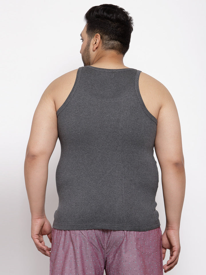 plusS Men Plus Size Charcoal Grey Solid Innerwear Vest MSD9807-ANTHRA