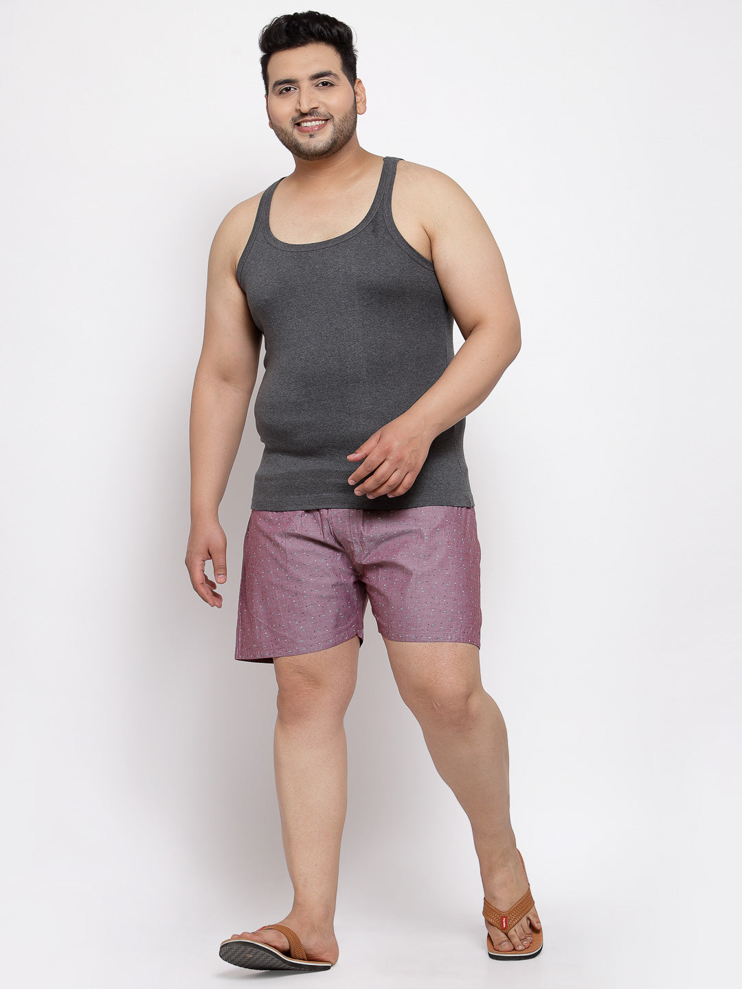 plusS Men Plus Size Charcoal Grey Solid Innerwear Vest MSD9807-ANTHRA