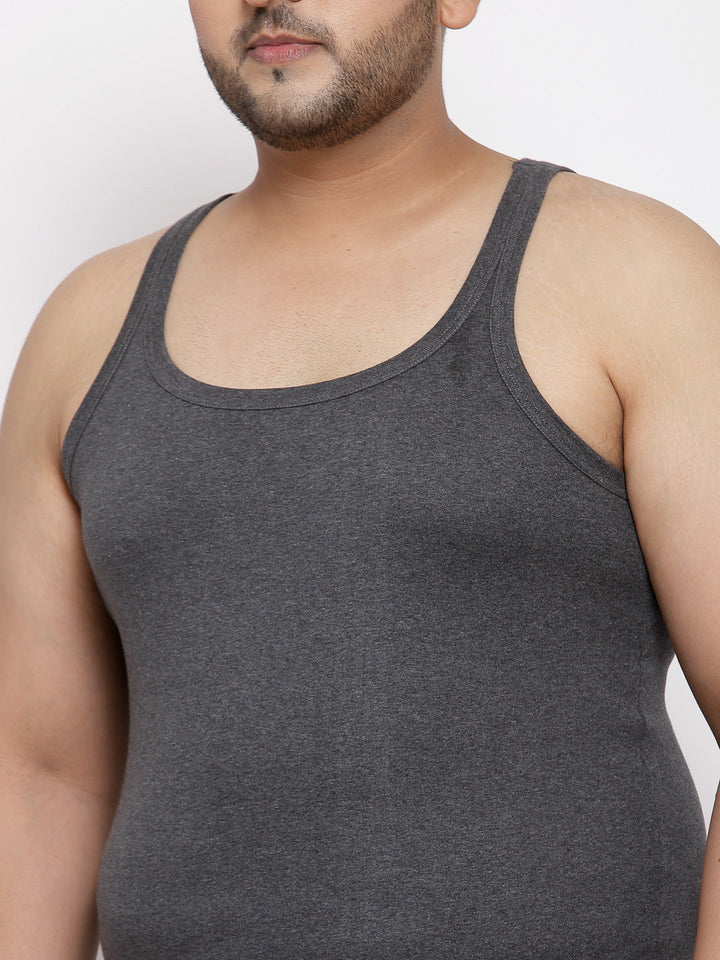 plusS Men Plus Size Charcoal Grey Solid Innerwear Vest MSD9807-ANTHRA