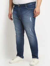 plusS Men Plus SizeÂ Comfort Low Distressed Regular-Fit Light Fade Stretchable Cotton Jeans